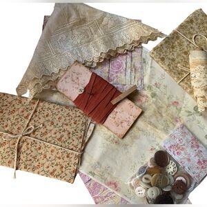 Vintage Destash Inspiration Bundle Floral and Lace Crafting Set Soft Floral